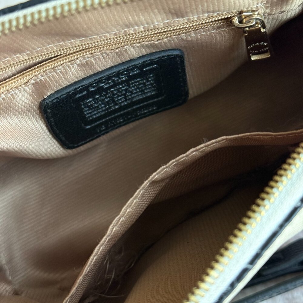 Coach Mini Sierra Satchel Colorblock Crossbody Bag Leather Cream Taupe Black - Picture 11 of 13